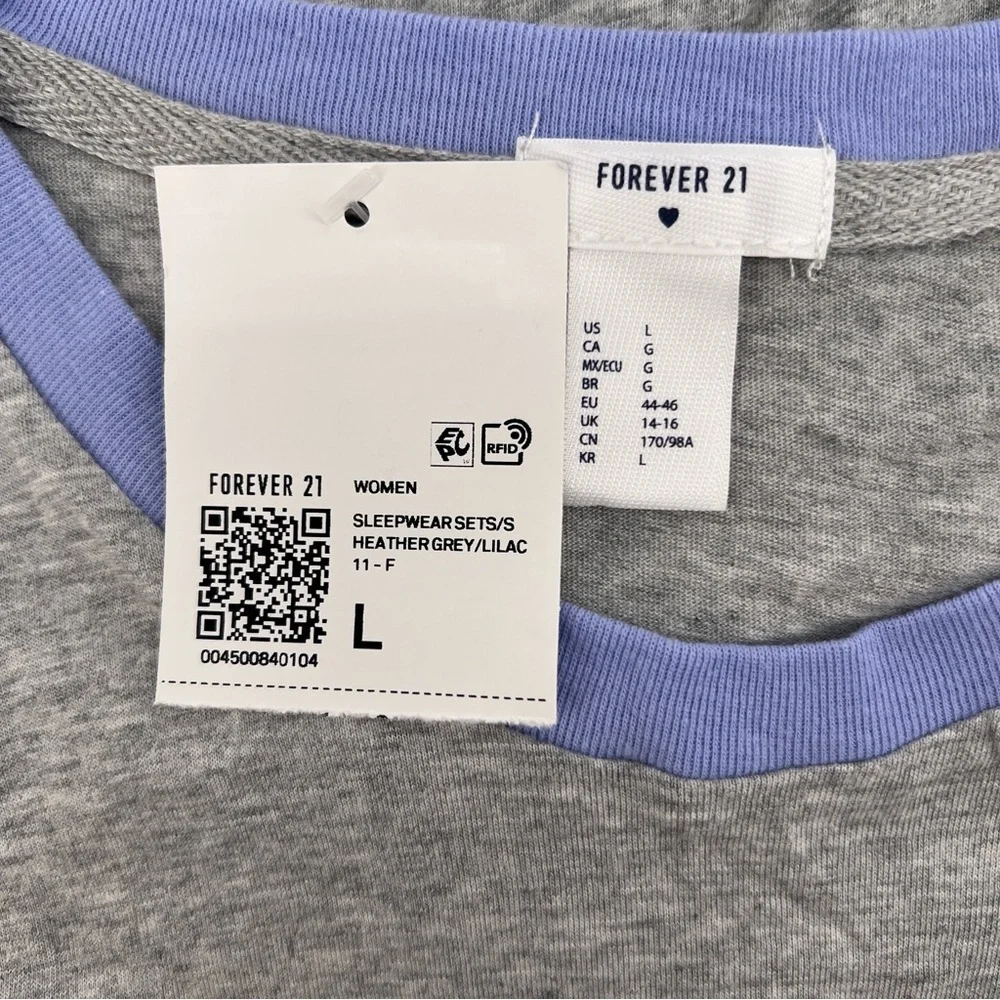 NWT Forever 21 Heather Gray Short Sleeve “Thanks A Latte” Shirt Size Large Women
